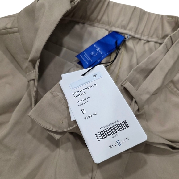 Kit And Ace Sand High Waist Sublime Pleated Tie Shorts 8 - Picture 5 of 5